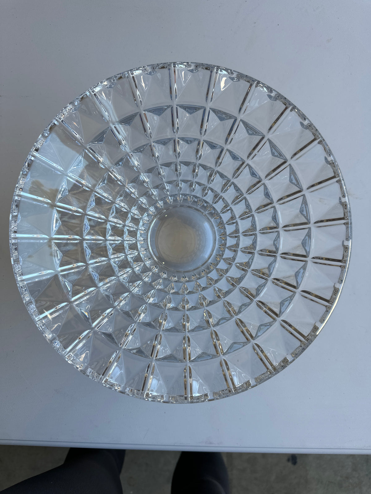 Art Deco geometric heavy crystal bowl