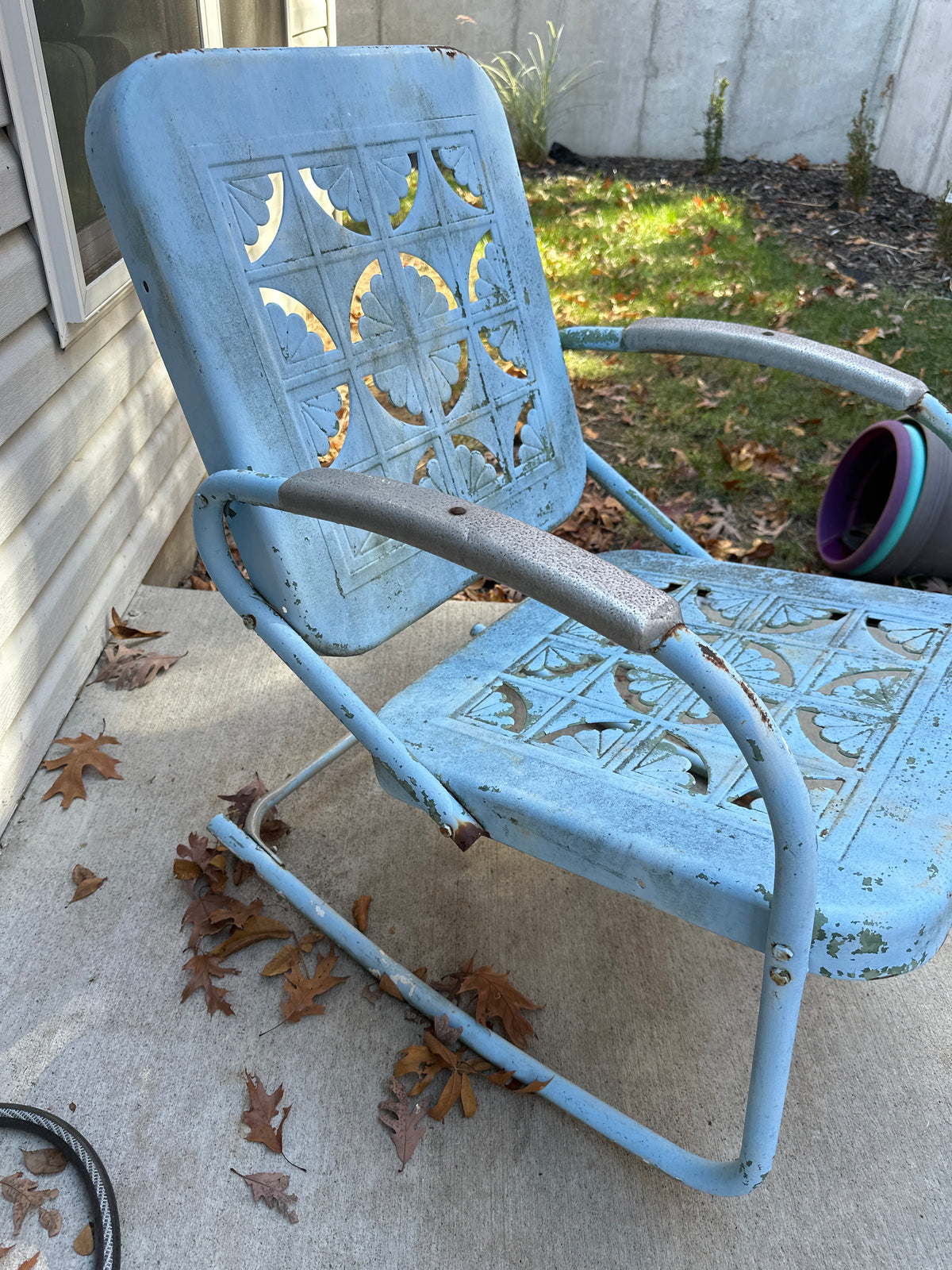 Vintage Metal Outdoor Lawn Chair Rocker