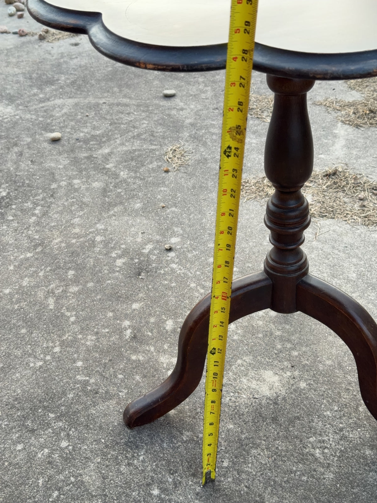 Scalloped Mahogany Tilt-Top Table With Floral Inlay