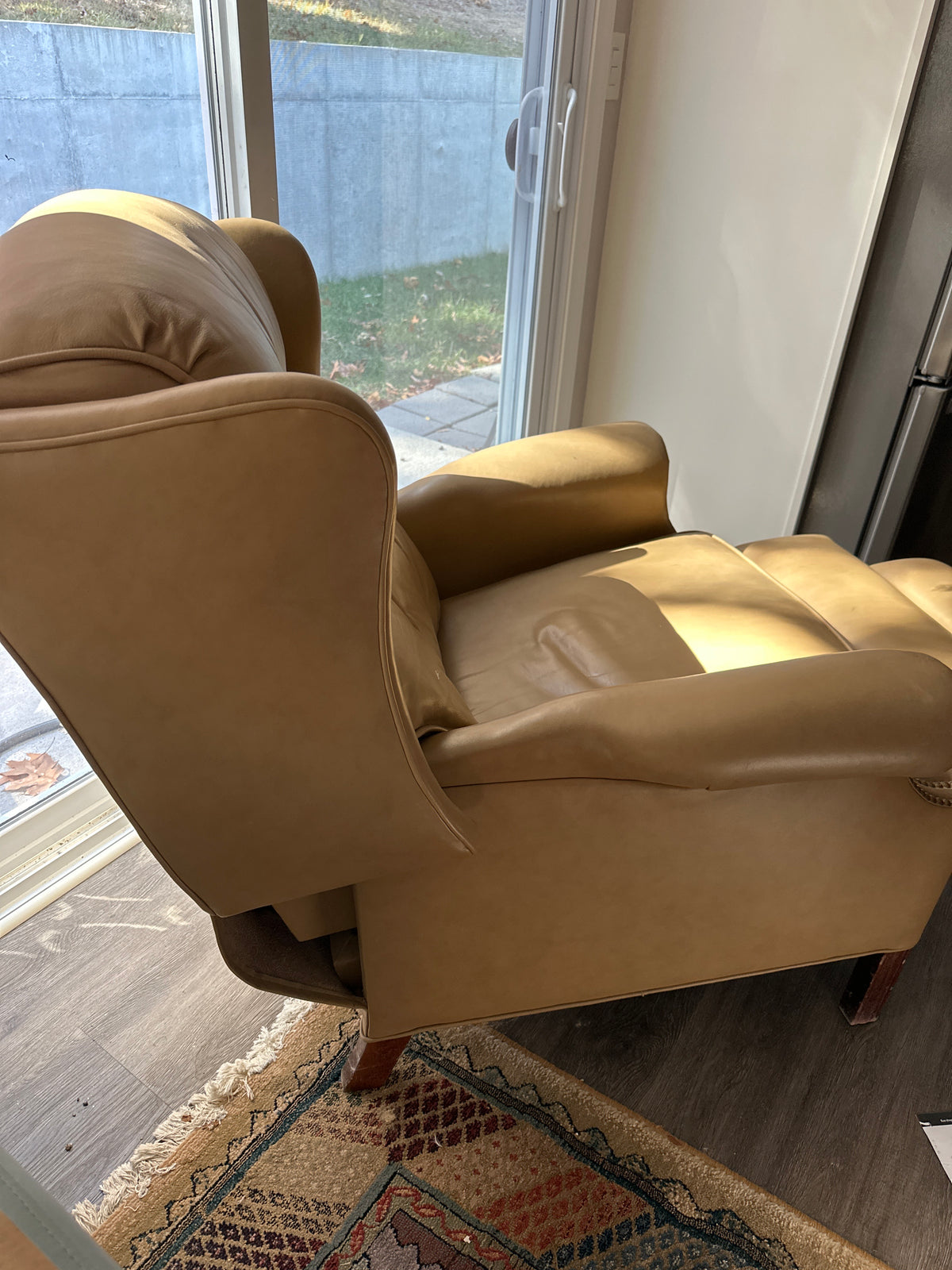 Leather Wingback Recliner with rivets