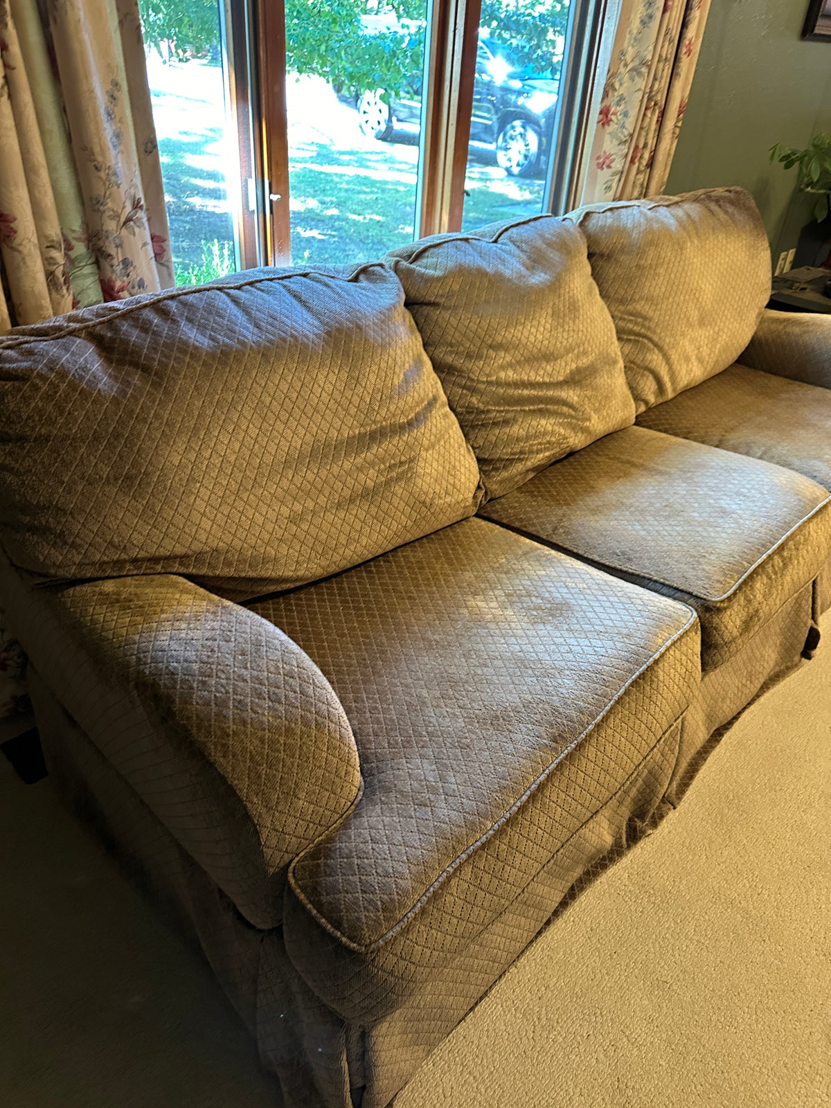 Ashley Khaki Faux Suede Couch