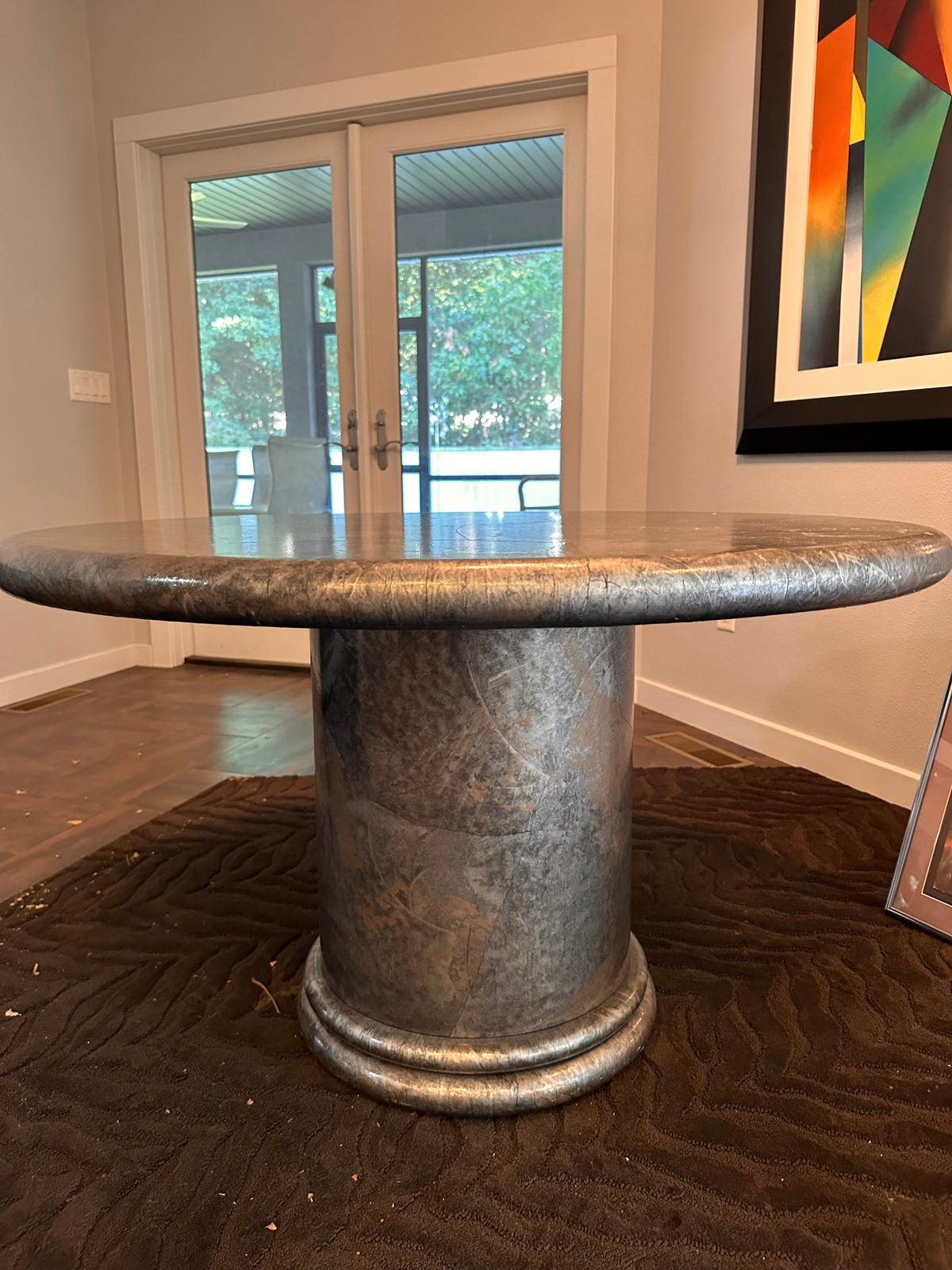 Faux stone and pedestal style game/dining/reading/nook table