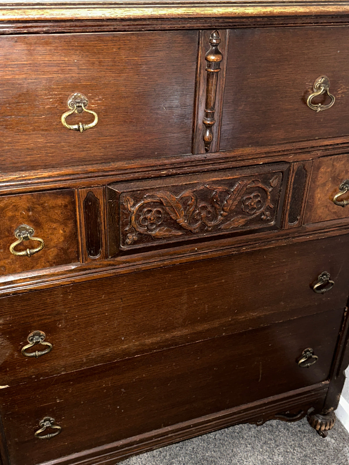 Carved dresser Chest of Drawers High Boy
