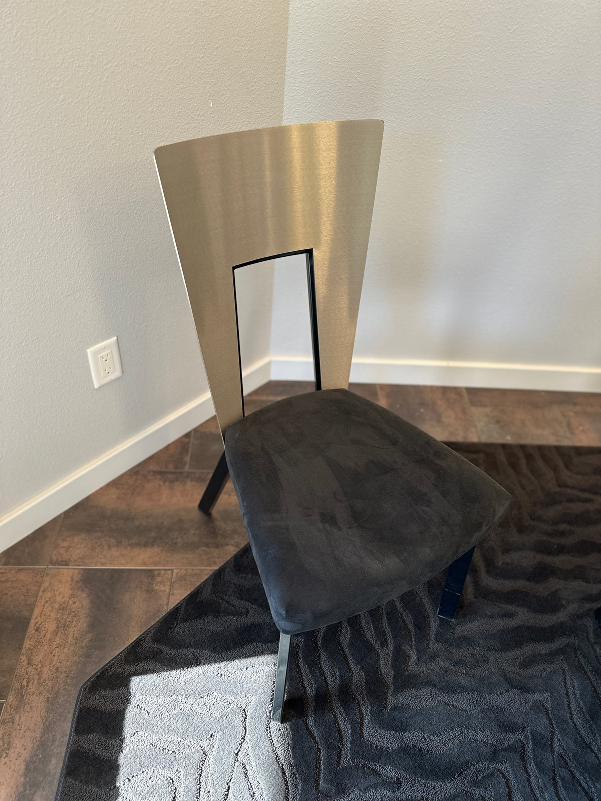 Modern Art Deco Stainless Steel and Glass Freeform Dining Table