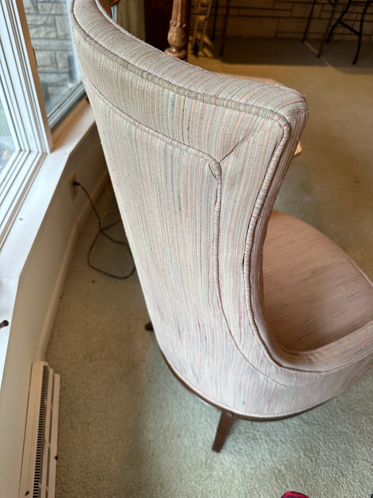 Hollywood Regency High Back Upholstered Slipper Chair