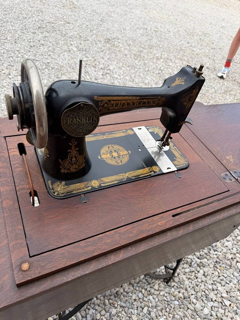 Franklin Treadle Sewing Machine in Oak Cabinet