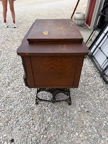 Franklin Treadle Sewing Machine in Oak Cabinet