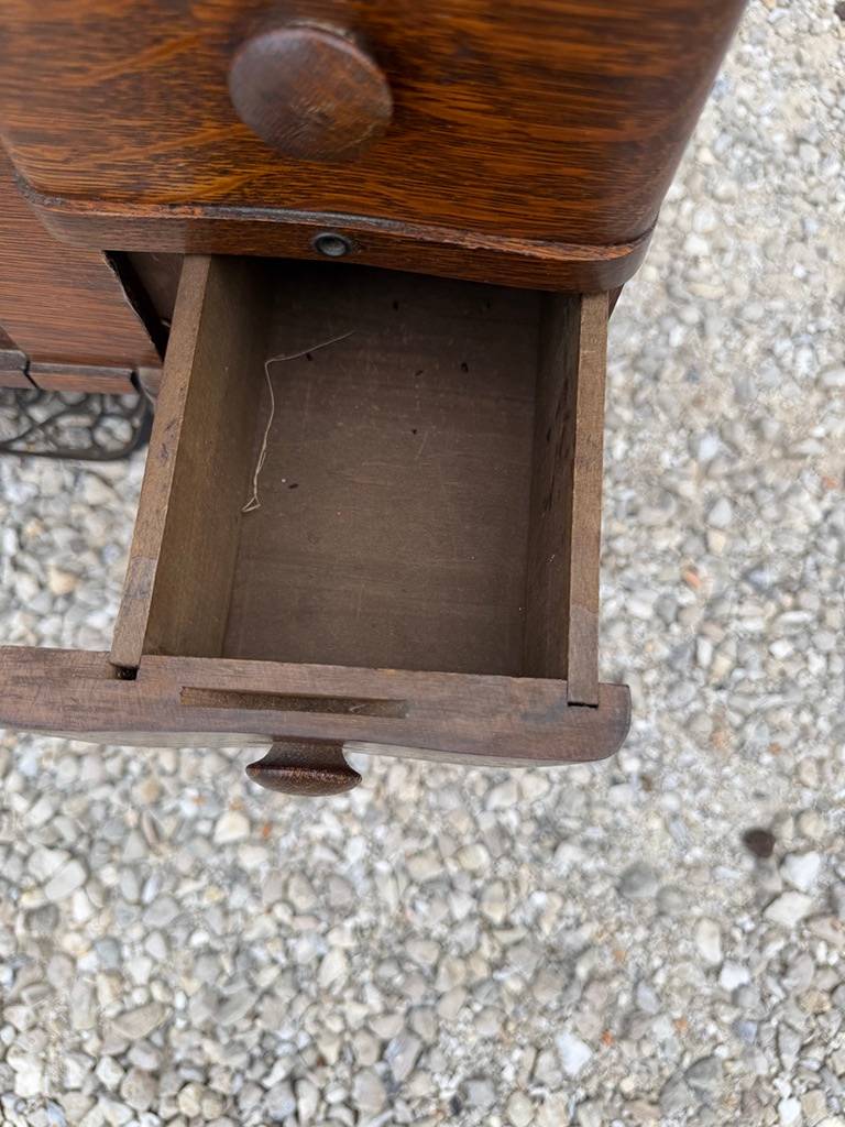 Franklin Treadle Sewing Machine in Oak Cabinet