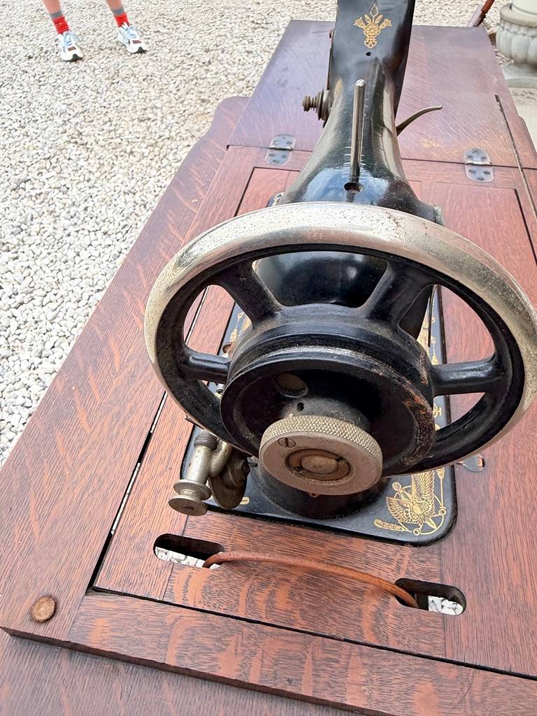 Franklin Treadle Sewing Machine in Oak Cabinet