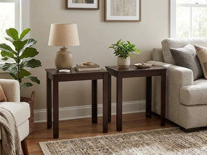 Pair of Rectangular Dark Wood Side Table