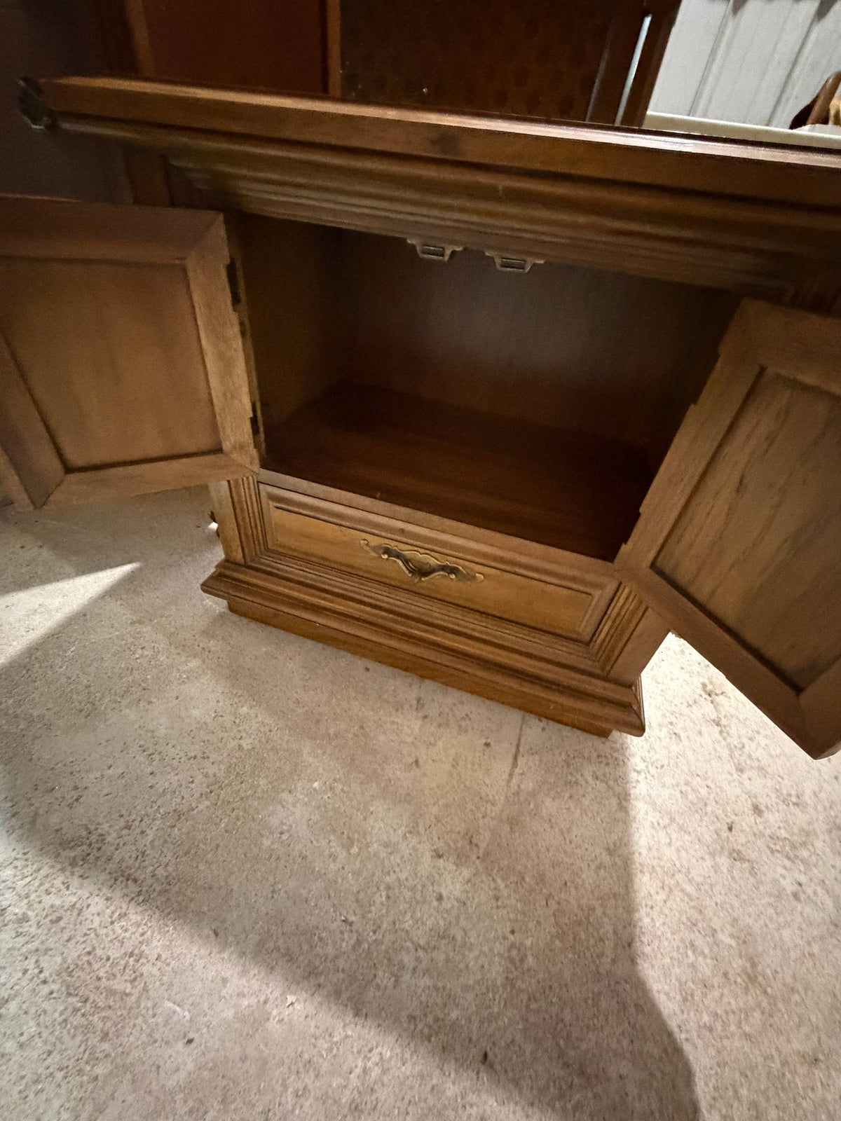 Vintage Spanish Revival / Mediterranean Carved Wood Nightstand Bedside Table