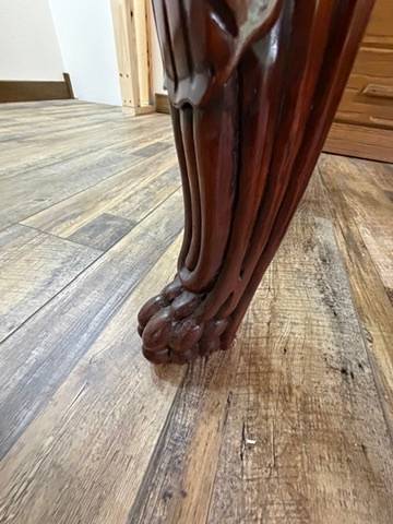Pair of Ornate Carved Mahogany Glass-Top End Tables