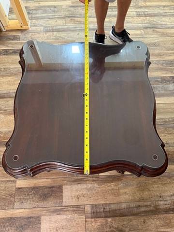 Pair of Ornate Carved Mahogany Glass-Top End Tables
