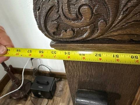 Antique Renaissance Revival Carved Wood Griffin/Lion Hall Bench Settle with Storage
