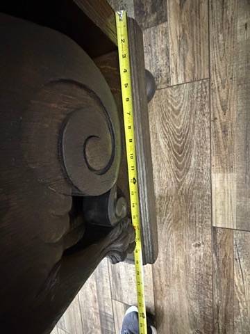 Antique Renaissance Revival Carved Wood Griffin/Lion Hall Bench Settle with Storage