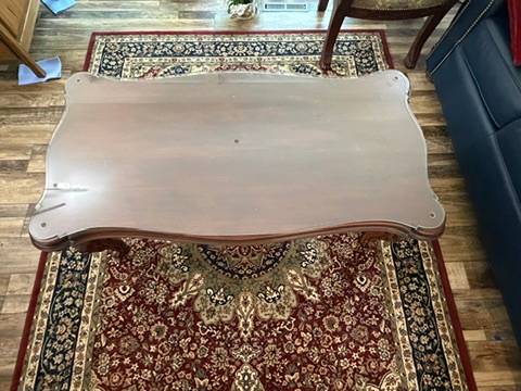 Ornate Carved Mahogany Coffee Table Glass Top Lion Heads Traditional