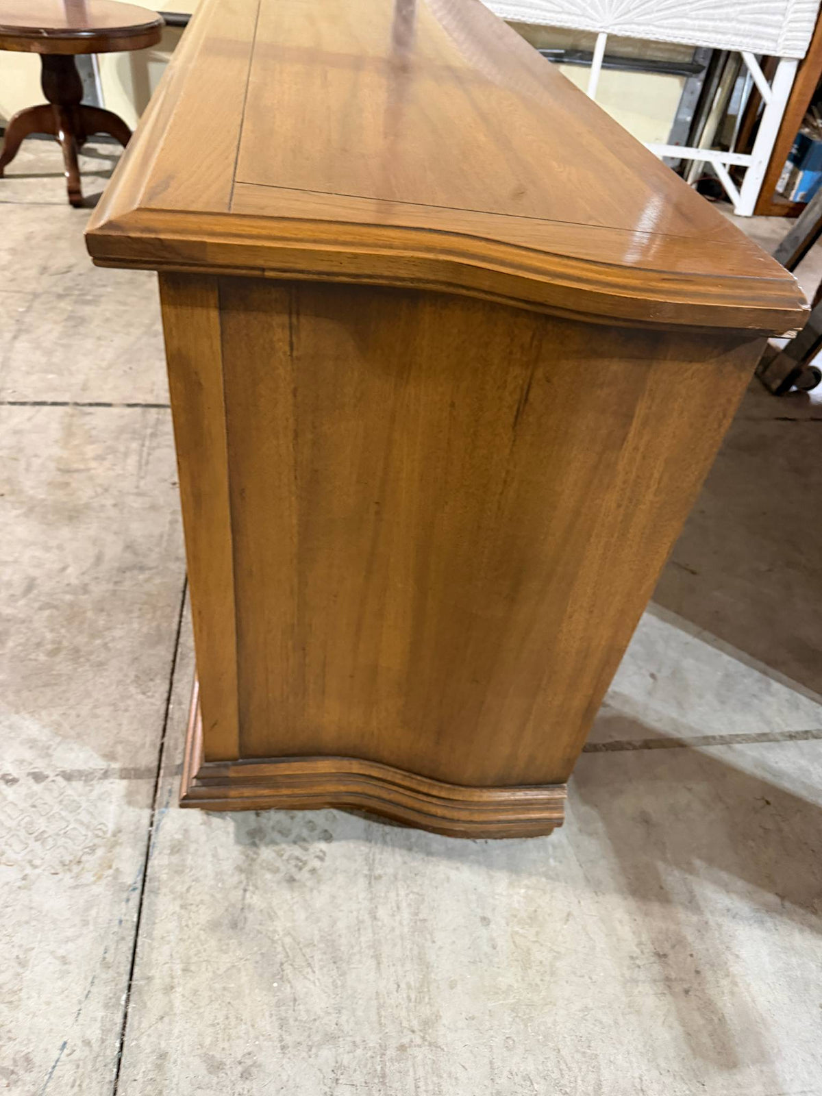 Vintage "Tierra" Solid Genuine Pecan Triple Dresser Credenza w/ Matching Twin Mirrors