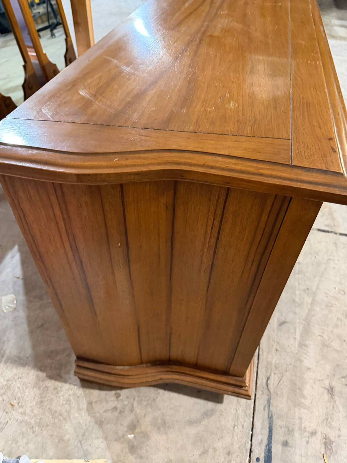 Vintage "Tierra" Solid Genuine Pecan Triple Dresser Credenza w/ Matching Twin Mirrors