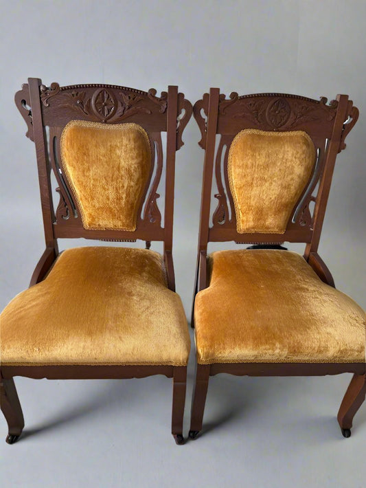 Pair of Antique Eastlake Victorian Parlor Chairs