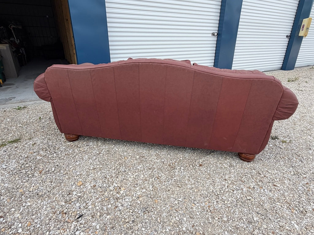Rolled Arm Leather Sofa with Nailhead Trim
