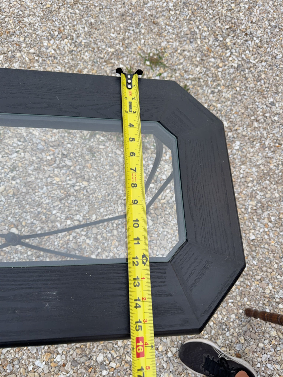 Metal and Wood Console Table with Glass Top