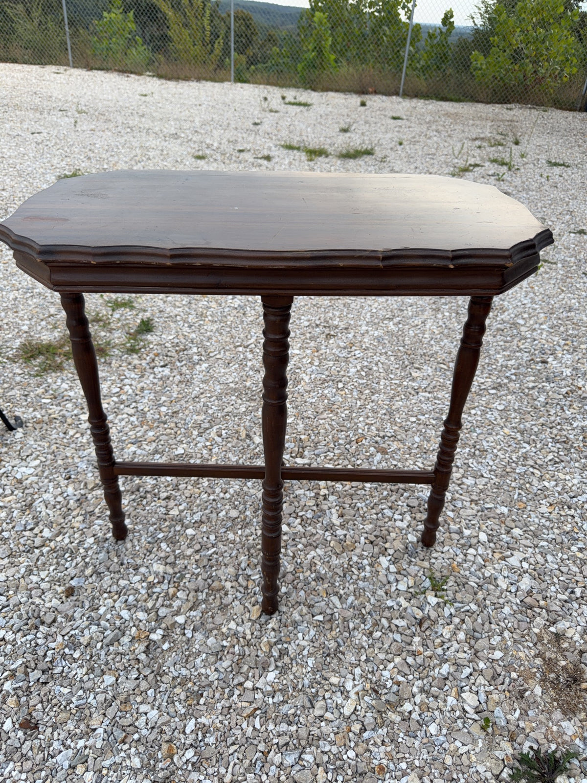 Wood Side Table with Turned Legs