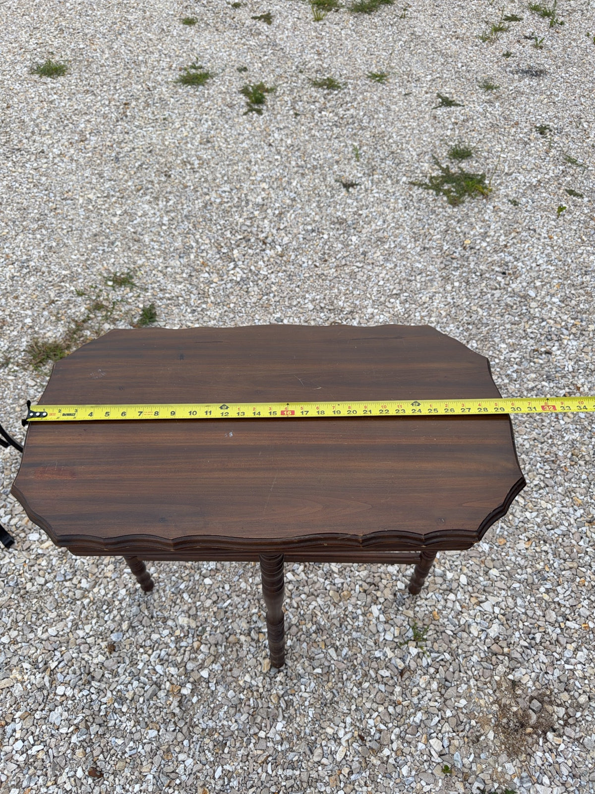 Wood Side Table with Turned Legs