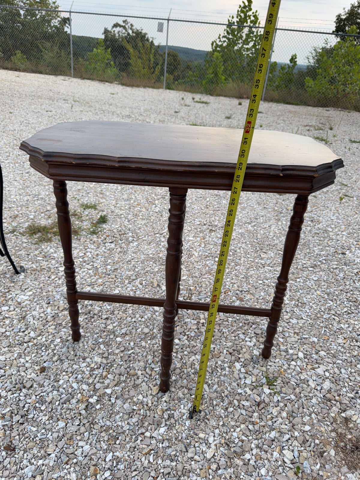 Wood Side Table with Turned Legs