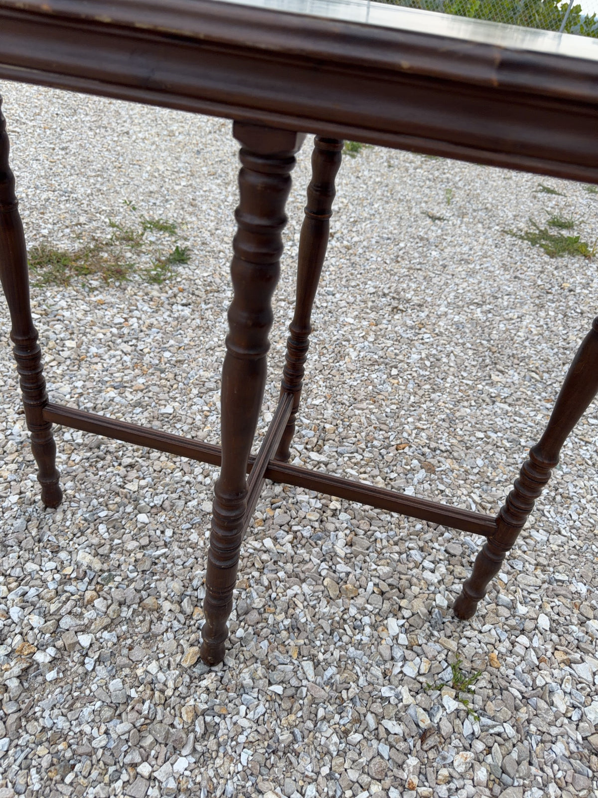 Wood Side Table with Turned Legs