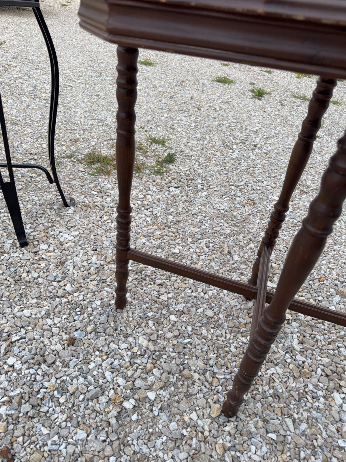 Wood Side Table with Turned Legs