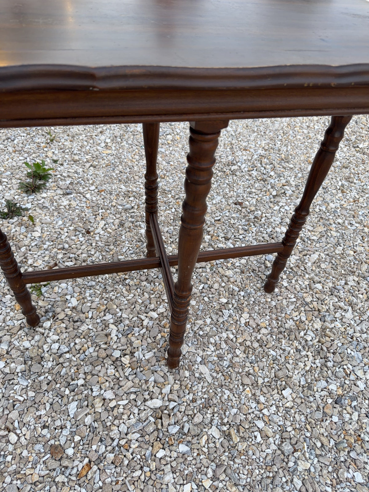 Wood Side Table with Turned Legs