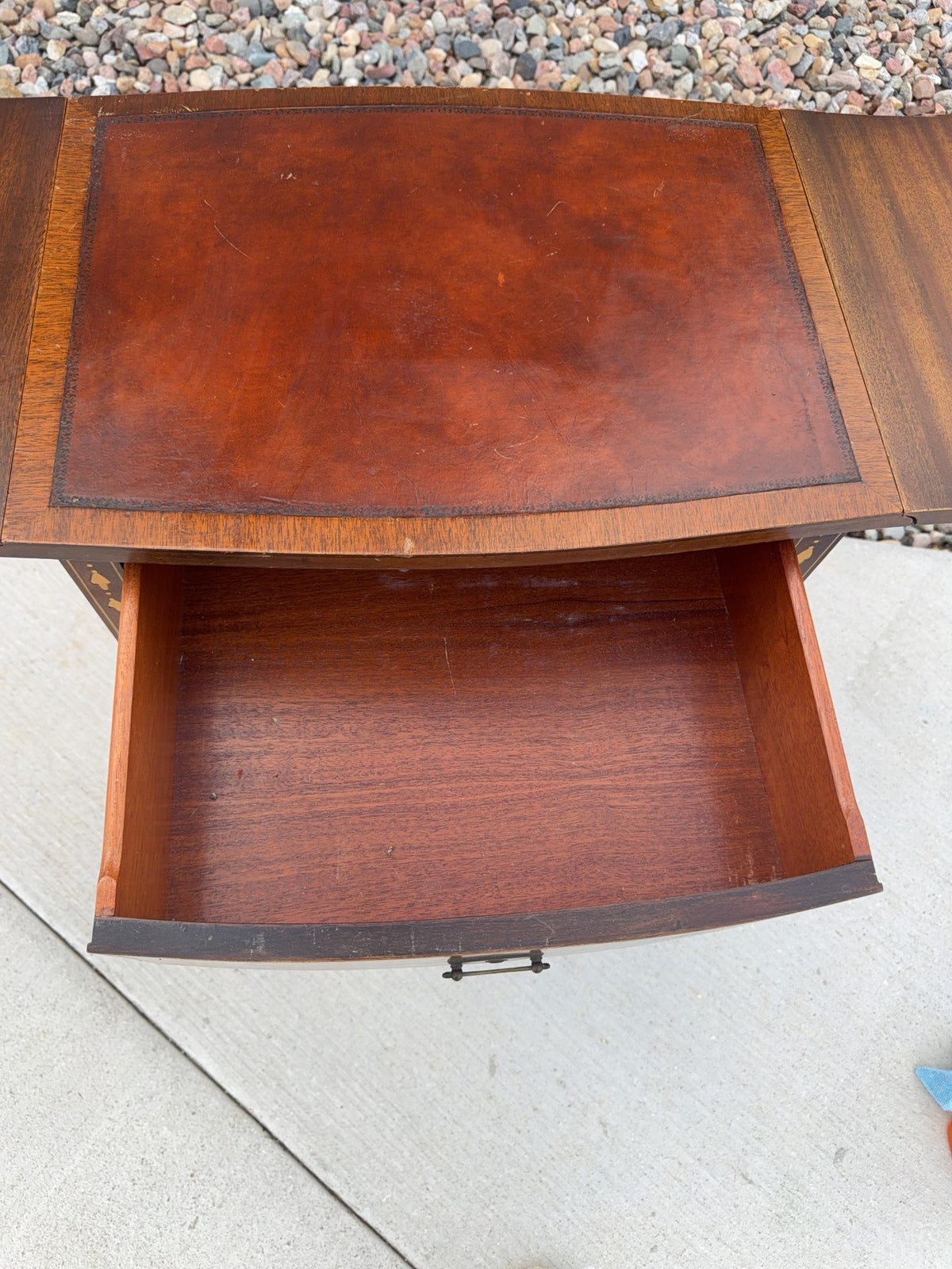 Drop Leaf Two-Drawer Side Table with Inlay