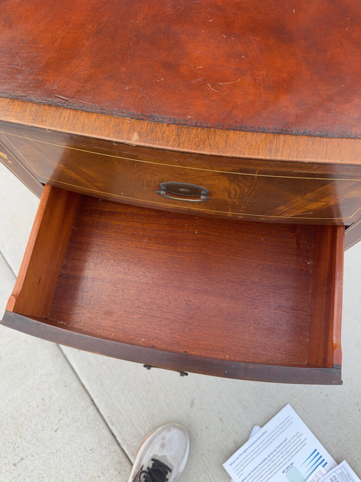 Drop Leaf Two-Drawer Side Table with Inlay