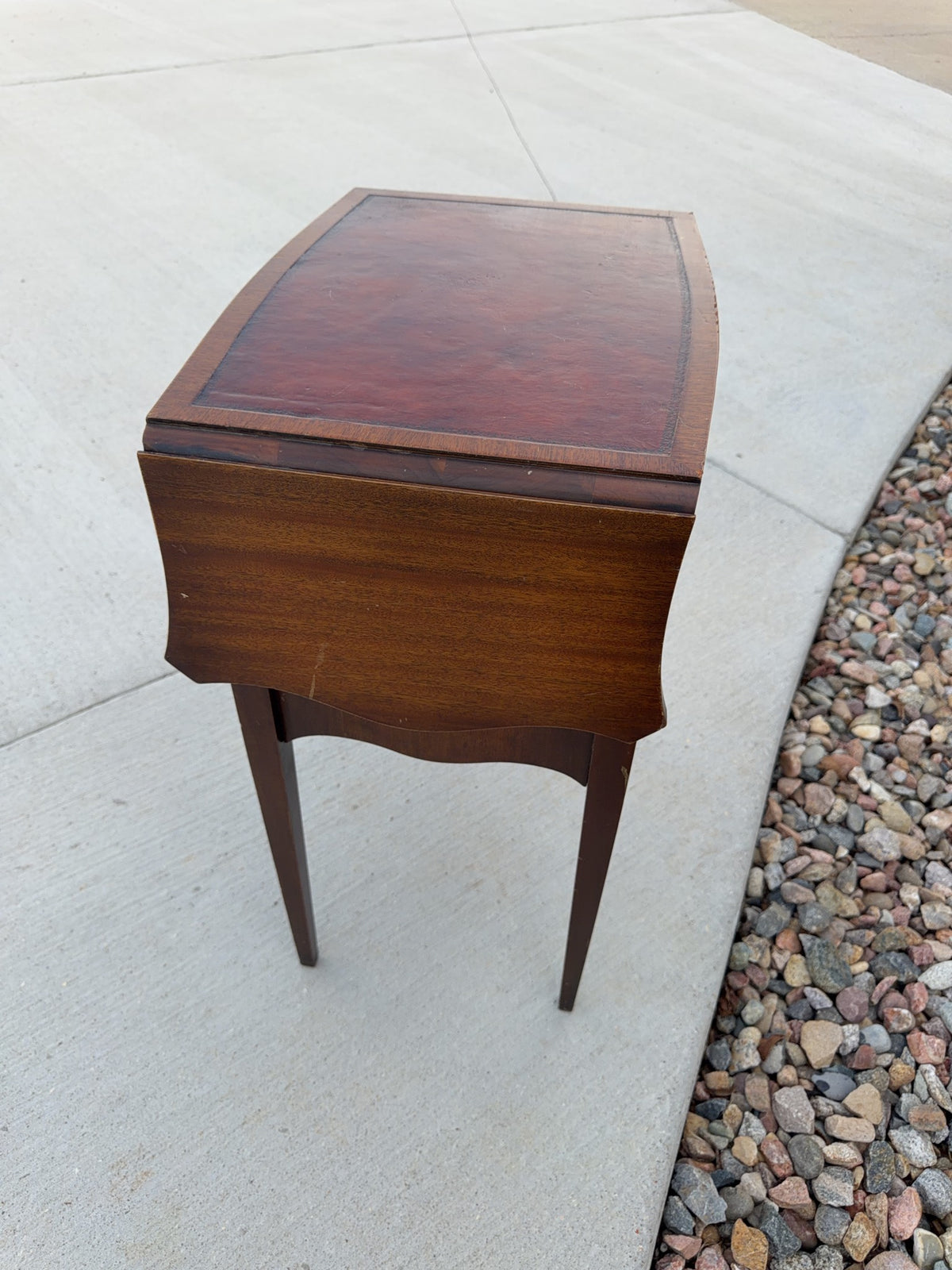 Drop Leaf Two-Drawer Side Table with Inlay
