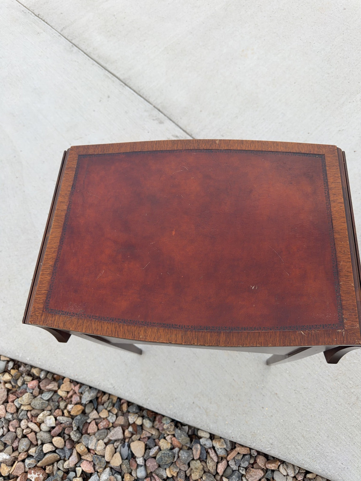 Drop Leaf Two-Drawer Side Table with Inlay