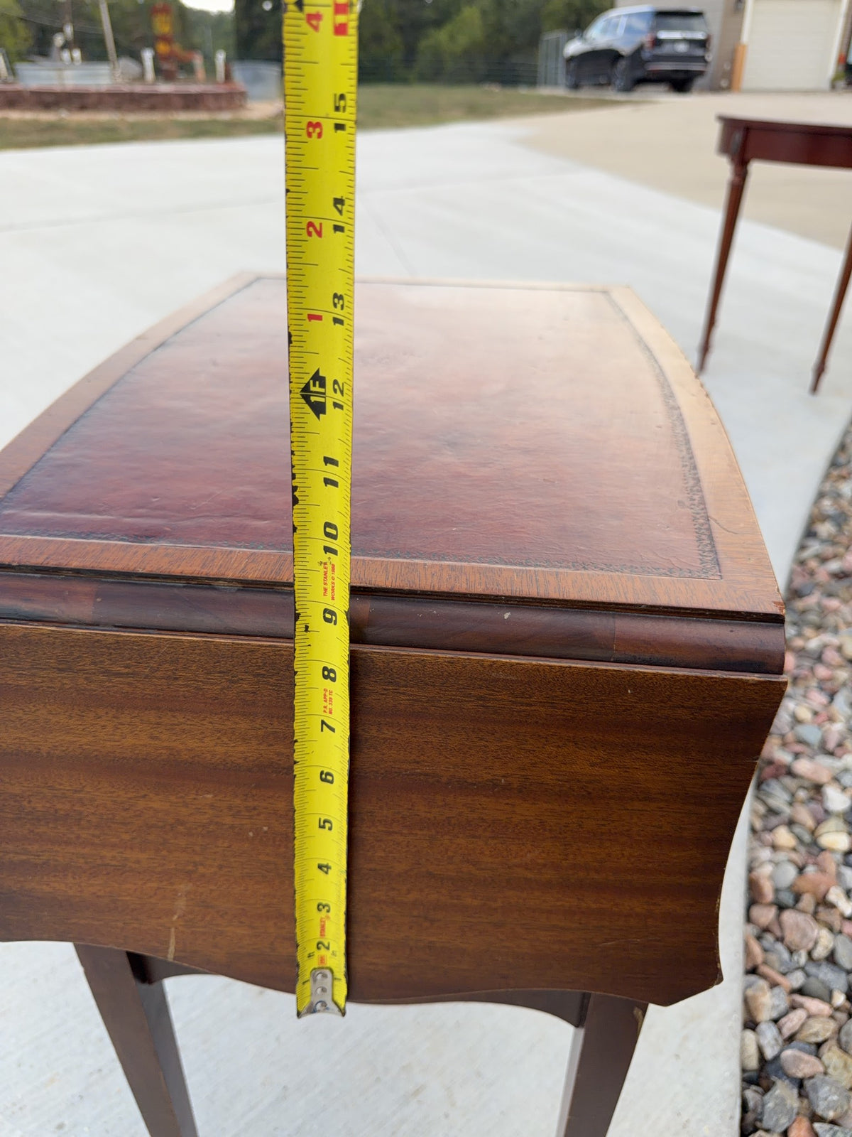 Drop Leaf Two-Drawer Side Table with Inlay
