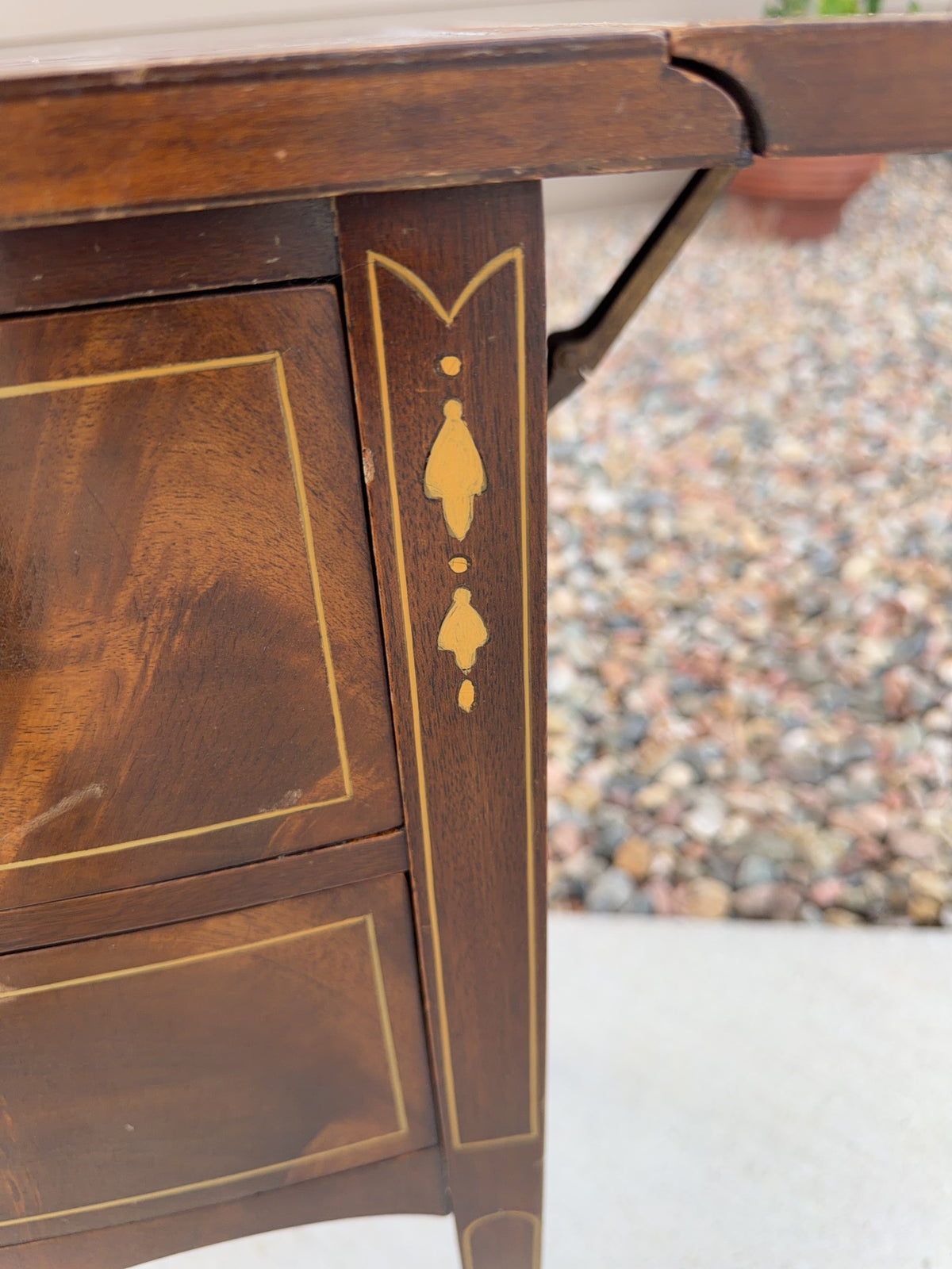 Drop Leaf Two-Drawer Side Table with Inlay