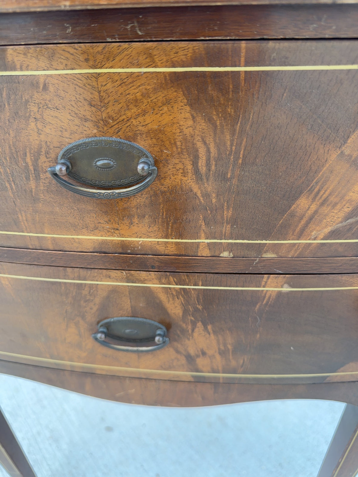 Drop Leaf Two-Drawer Side Table with Inlay