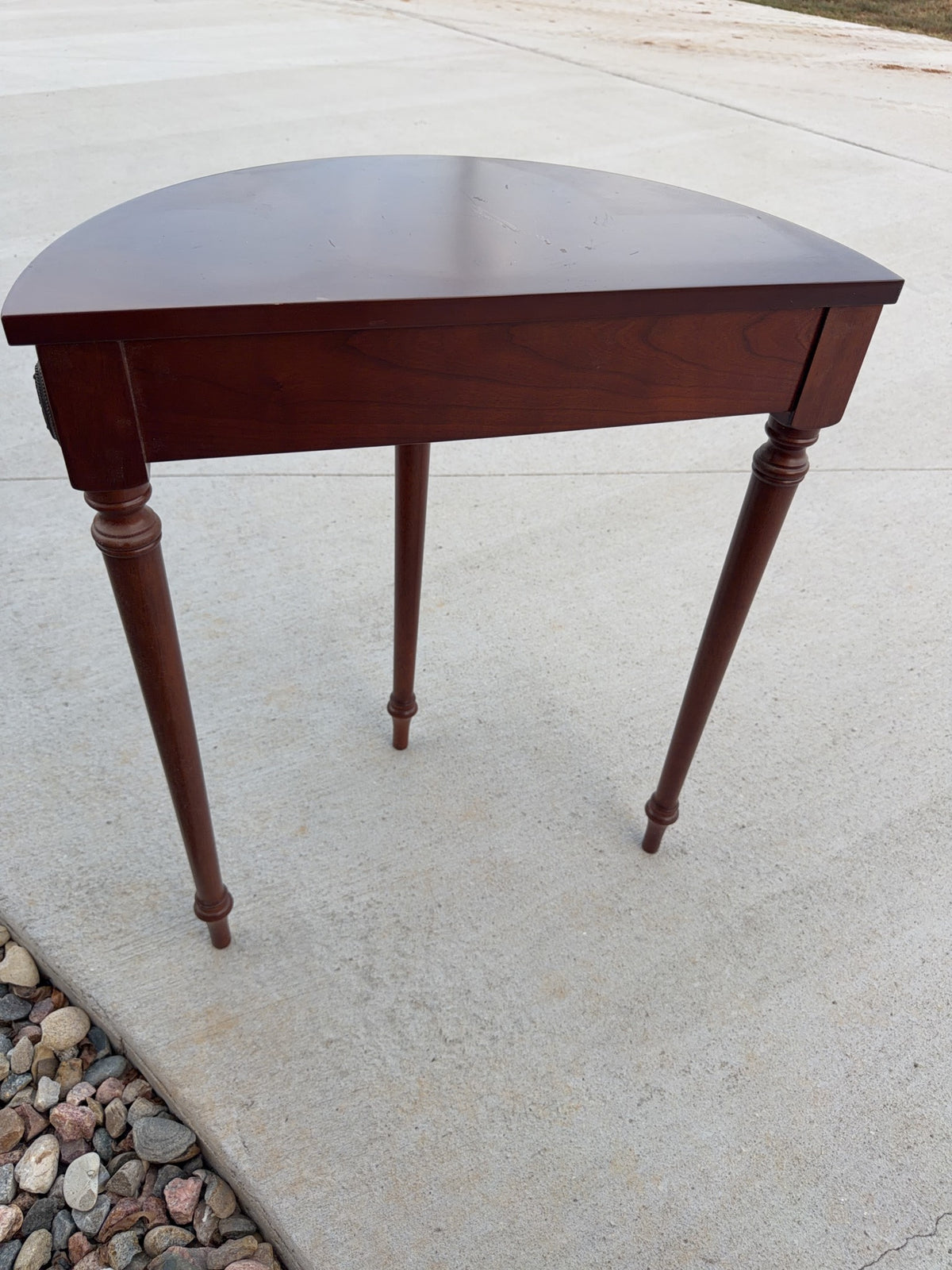 Mahogany Demilune Console Table with Brass Medallions