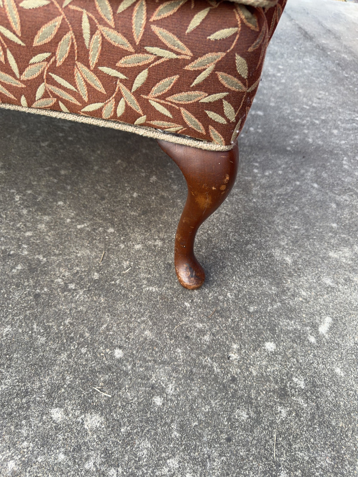 Pair Upholstered Wingback Chairs With Wood Legs