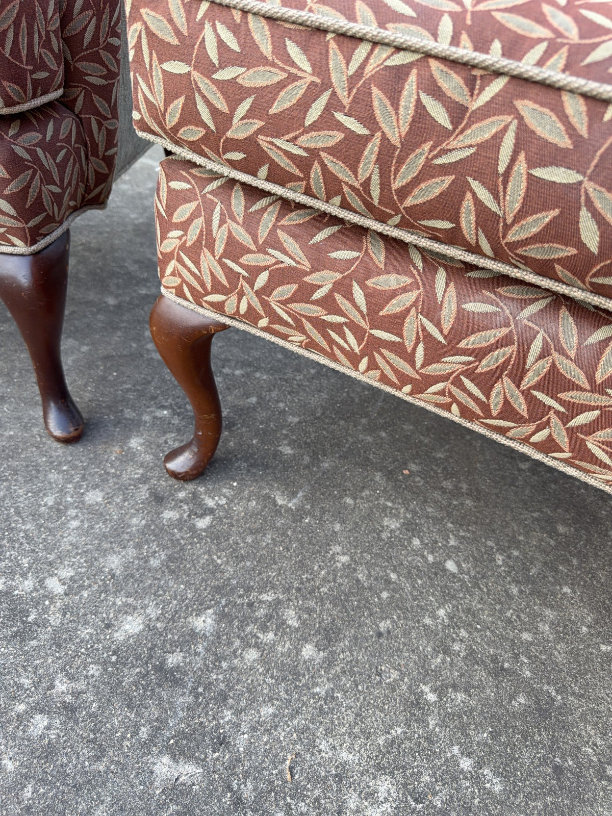 Pair Upholstered Wingback Chairs With Wood Legs