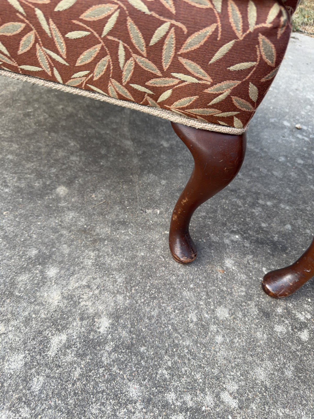 Pair Upholstered Wingback Chairs With Wood Legs