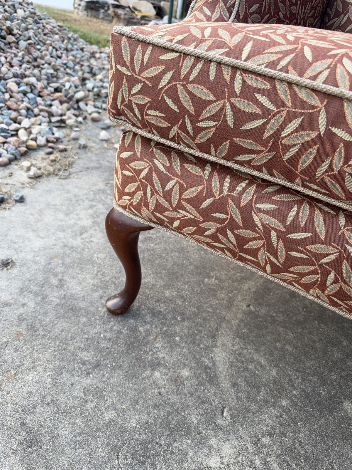 Pair Upholstered Wingback Chairs With Wood Legs