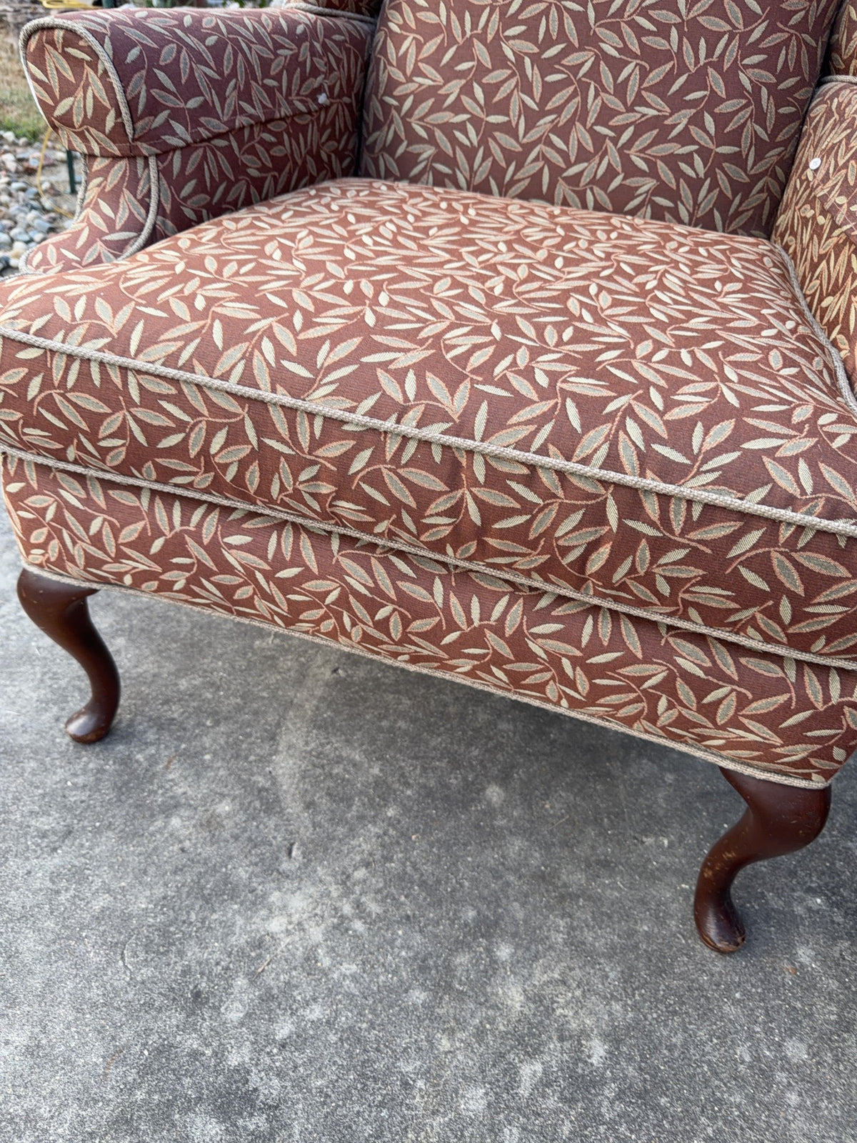Pair Upholstered Wingback Chairs With Wood Legs