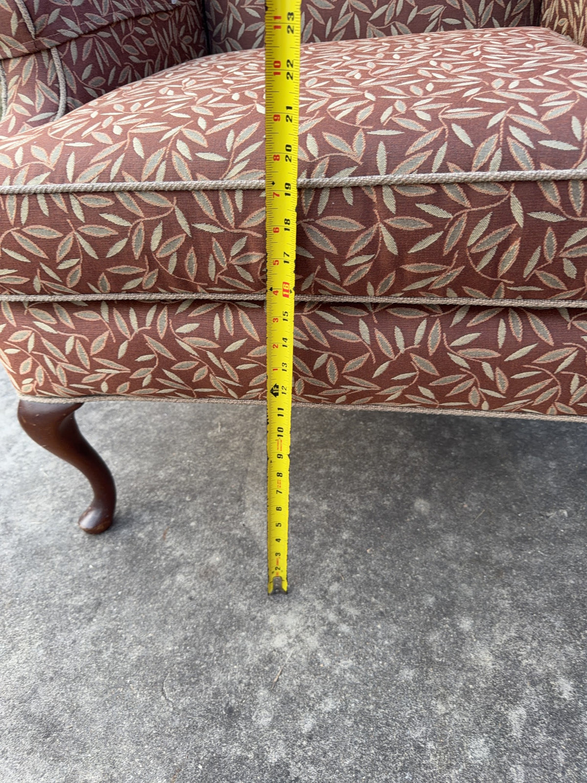 Pair Upholstered Wingback Chairs With Wood Legs