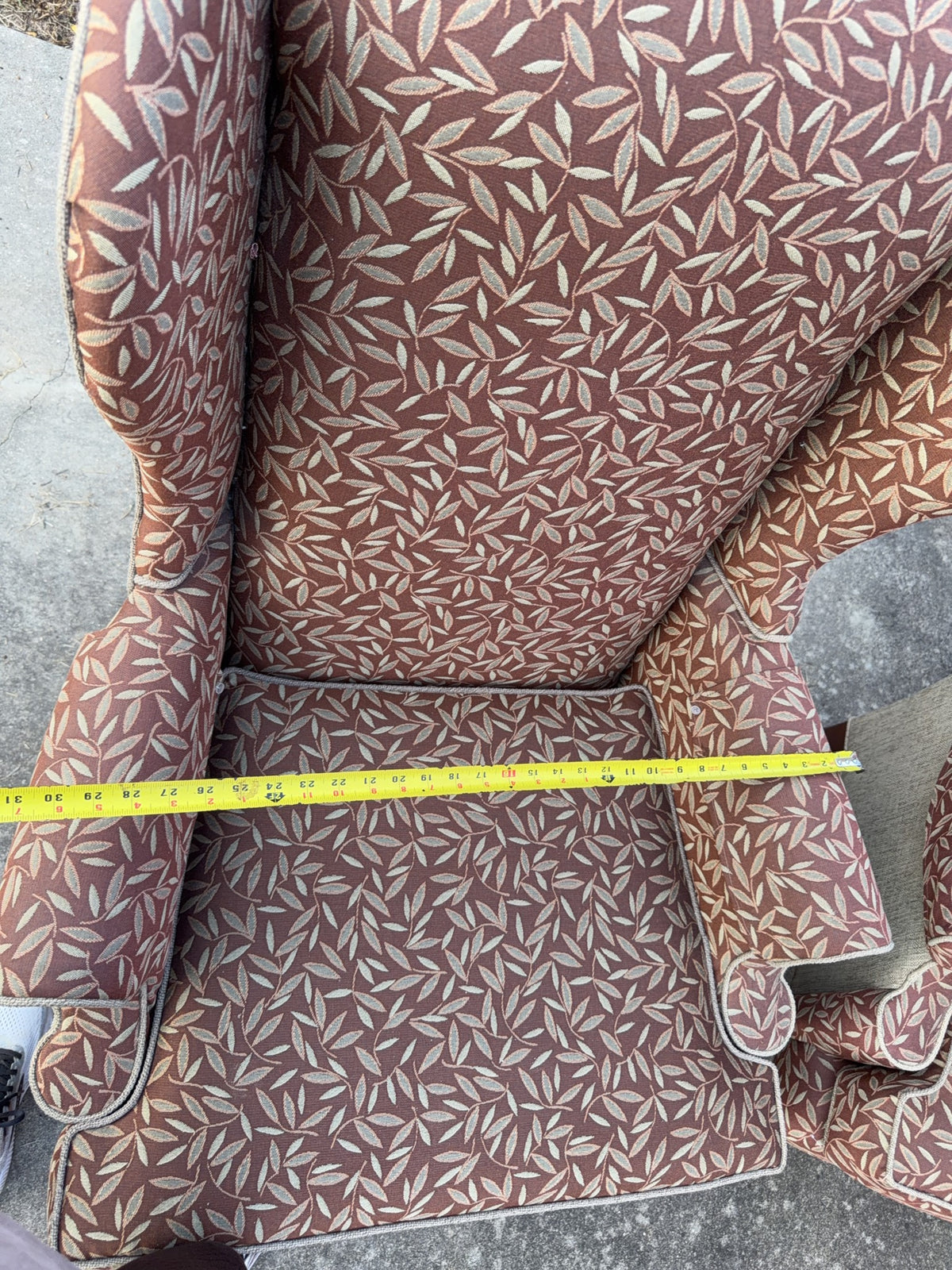 Pair Upholstered Wingback Chairs With Wood Legs