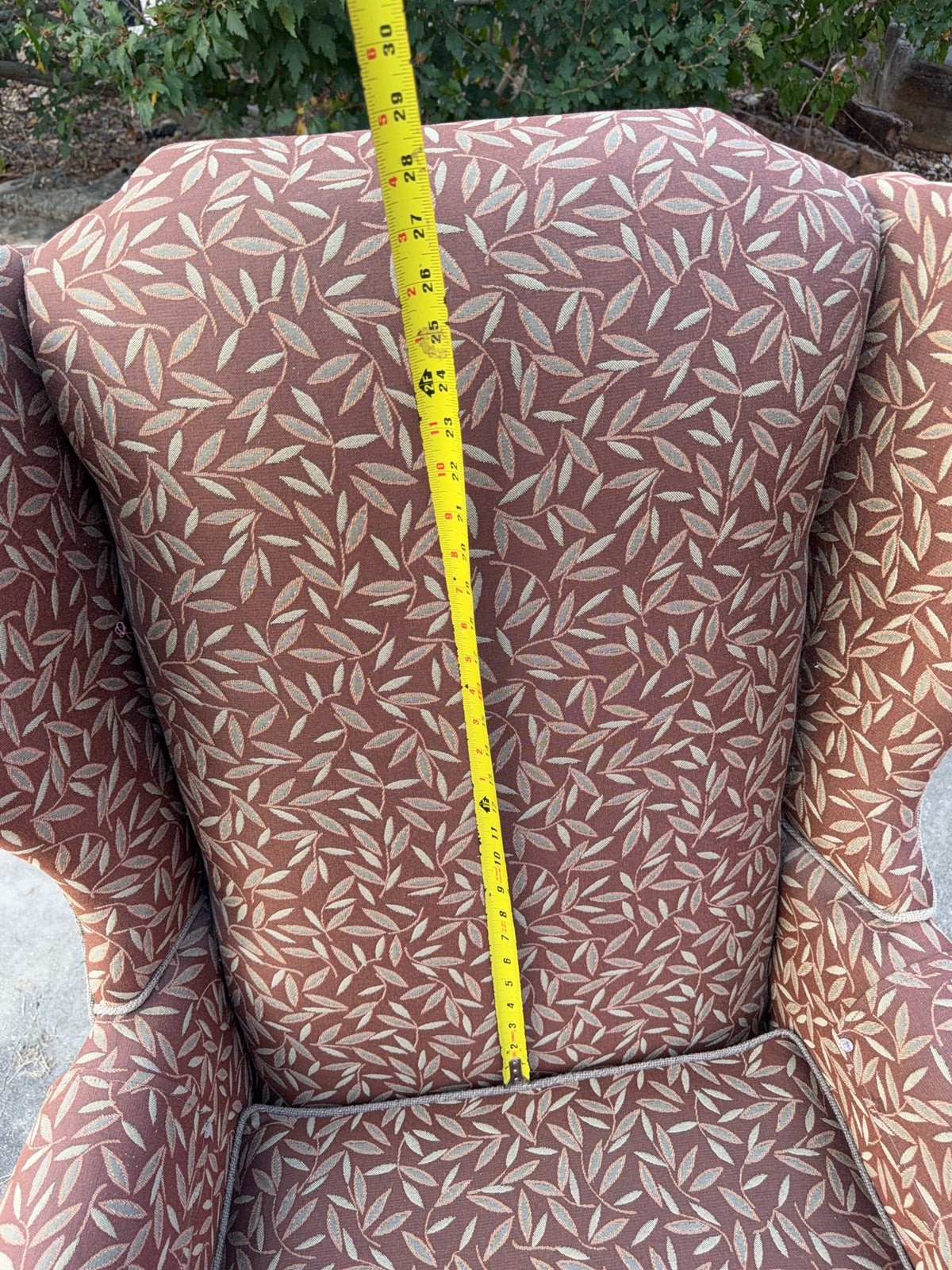 Pair Upholstered Wingback Chairs With Wood Legs