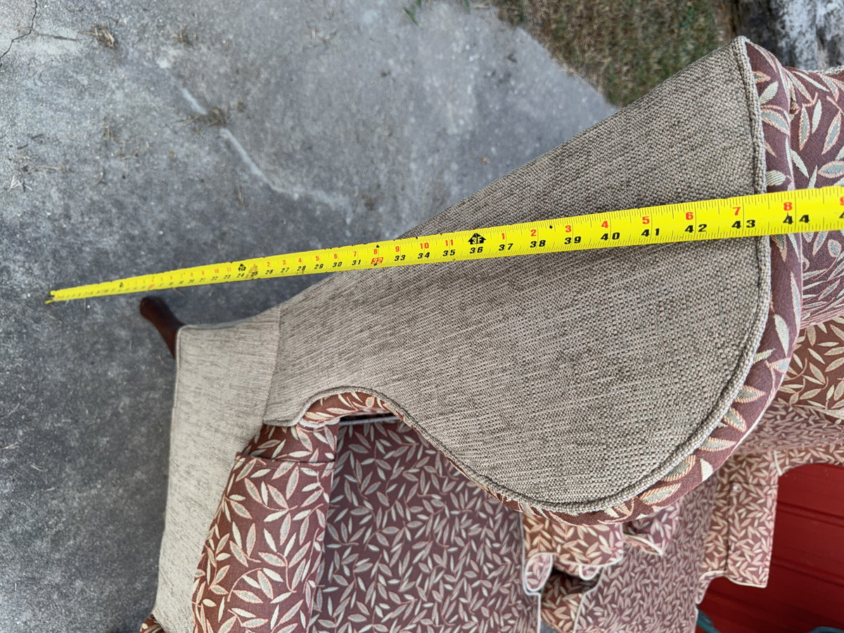 Pair Upholstered Wingback Chairs With Wood Legs