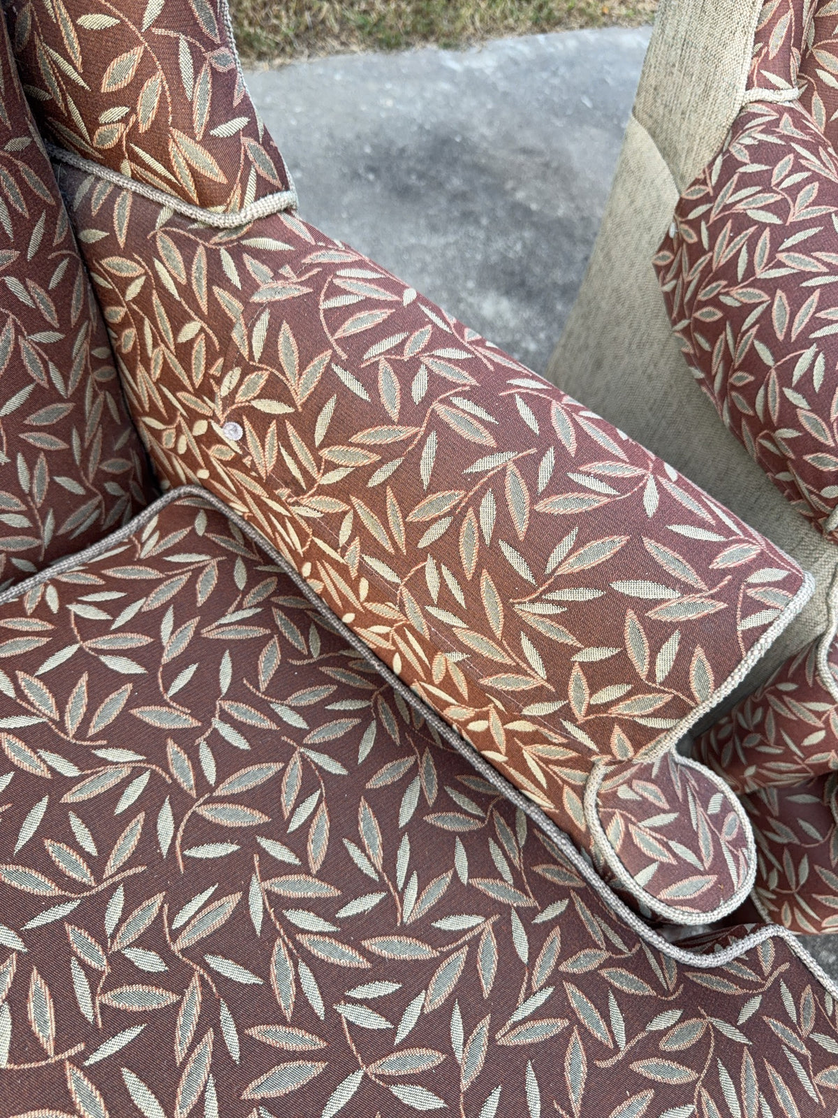 Pair Upholstered Wingback Chairs With Wood Legs