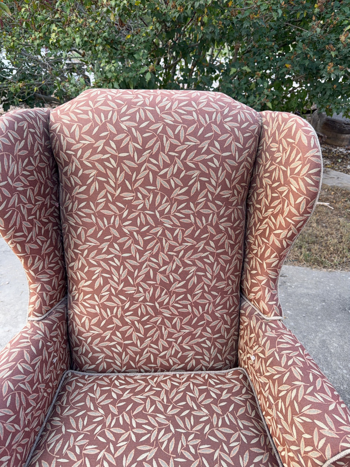 Pair Upholstered Wingback Chairs With Wood Legs
